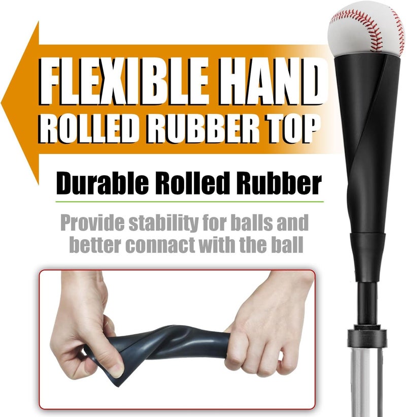 LOMGWAYS Baseball/Softball Batting Tee-(24"-46") Height Adjustable Premium Portable Baseball Tee with Removable Rubber Top and Heavy Duty Base for All Ages - Image 3